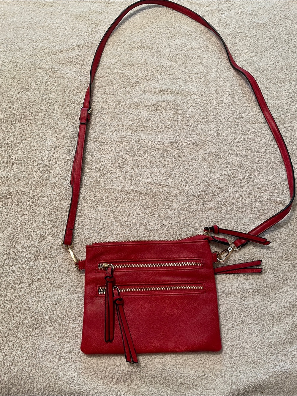 Red Leather Crossbody Bag - Classic Women’s Shoulder Bag